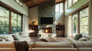 living room with fireplace